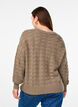 Strickbluse mit Lochmuster und langen Ärmeln, Desert Taupe, Model image number 1