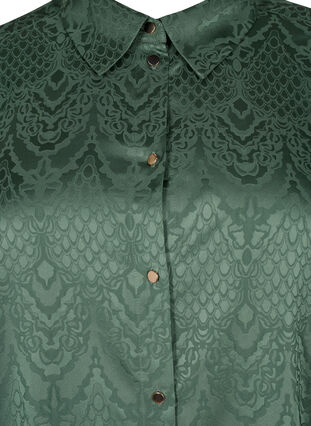 Long-Shirt mit Strukturmuster, Duck Green, Packshot image number 2