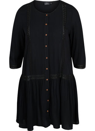 Strandkleid aus Viskose mit Knopfverschluss, Black, Packshot image number 0