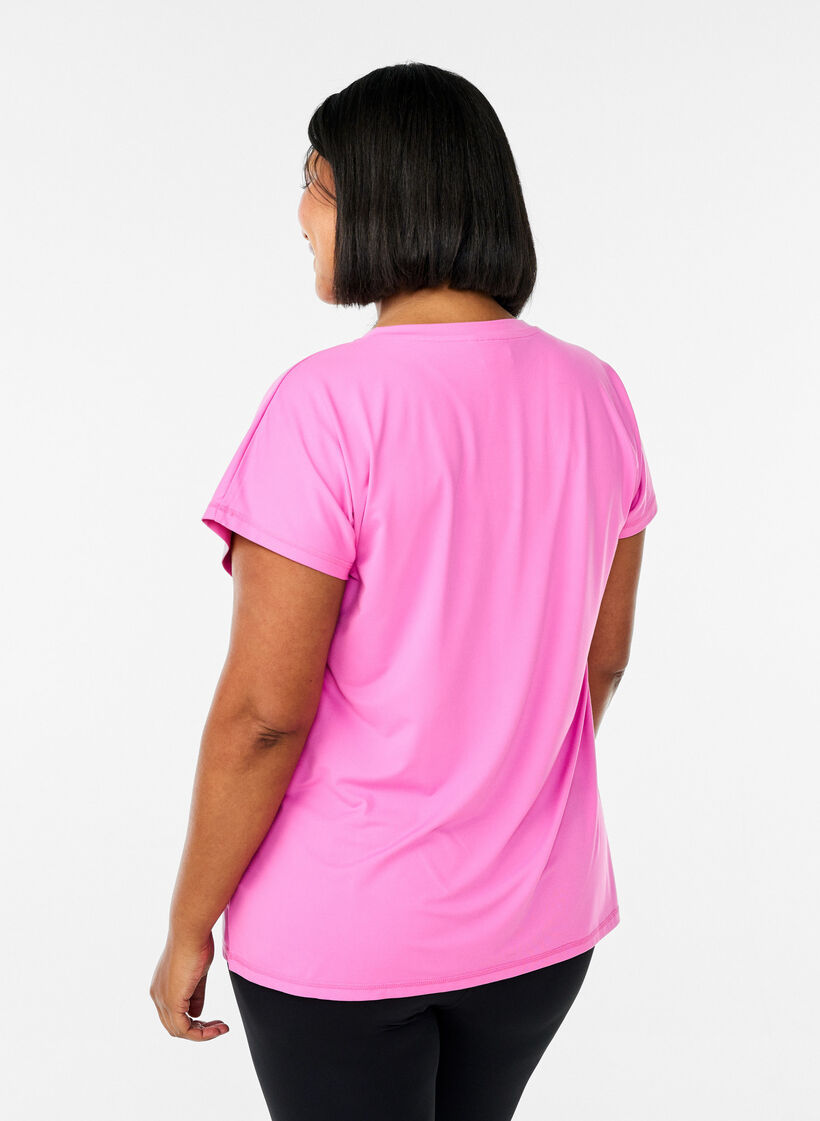 Lockeres Trainings-T-Shirt mit V-Ausschnitt, Pink, Model image number 1
