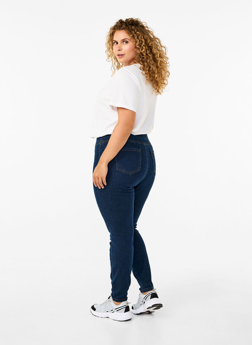 Dehnbare Jeggings mit hoher Taille, Dark Blue, Model image number 1