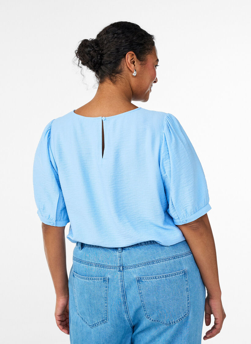 Bluse aus Viskose mit halben &Auml;rmeln, Blau, Model image number 2
