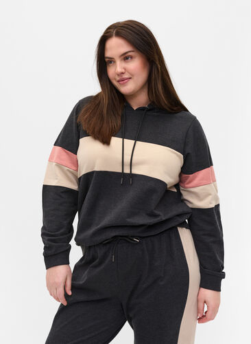 Sweatshirt mit Kapuze und Trackdetails, DGM/Rose, Model image number 0