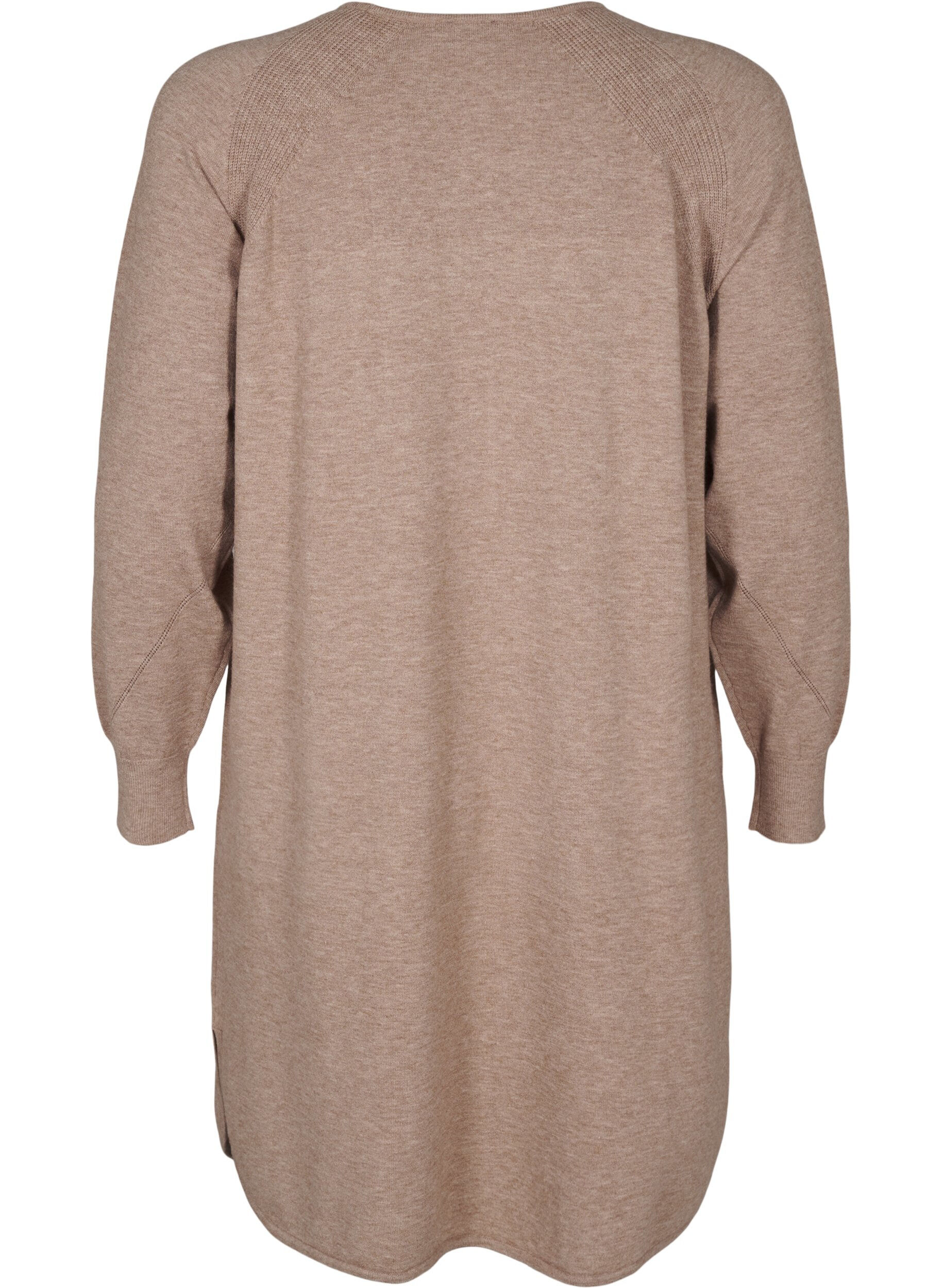 Zizzi Strickkleid mit Rundhalsausschnitt und Strickmuster, Fossil Mel., Packshot image number 1