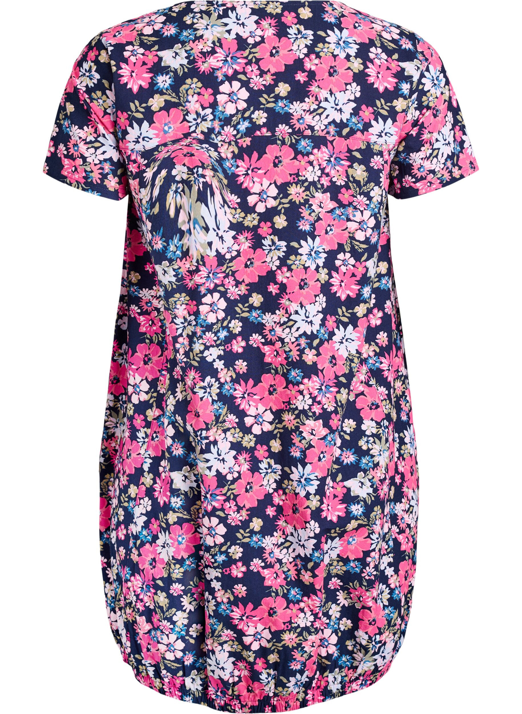 ZizziKurz&auml;rmliges Baumwollkleid mit Print, Blau, Packshot image number 1