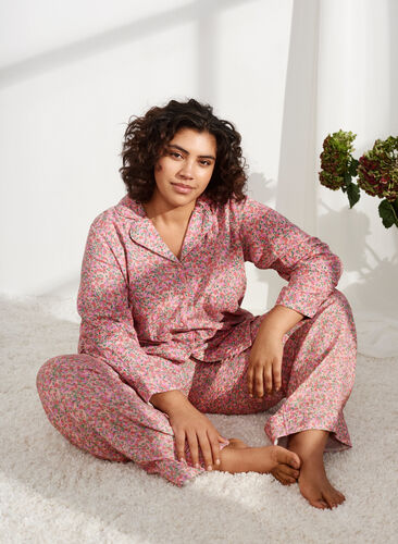 Nachthemd aus Baumwolle mit Blumenmuster, Powder Pink, Image image number 0