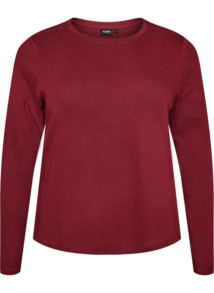 Langarm-Basic-T-Shirt mit Rundhalsausschnitt, Rot, Packshot image number 0