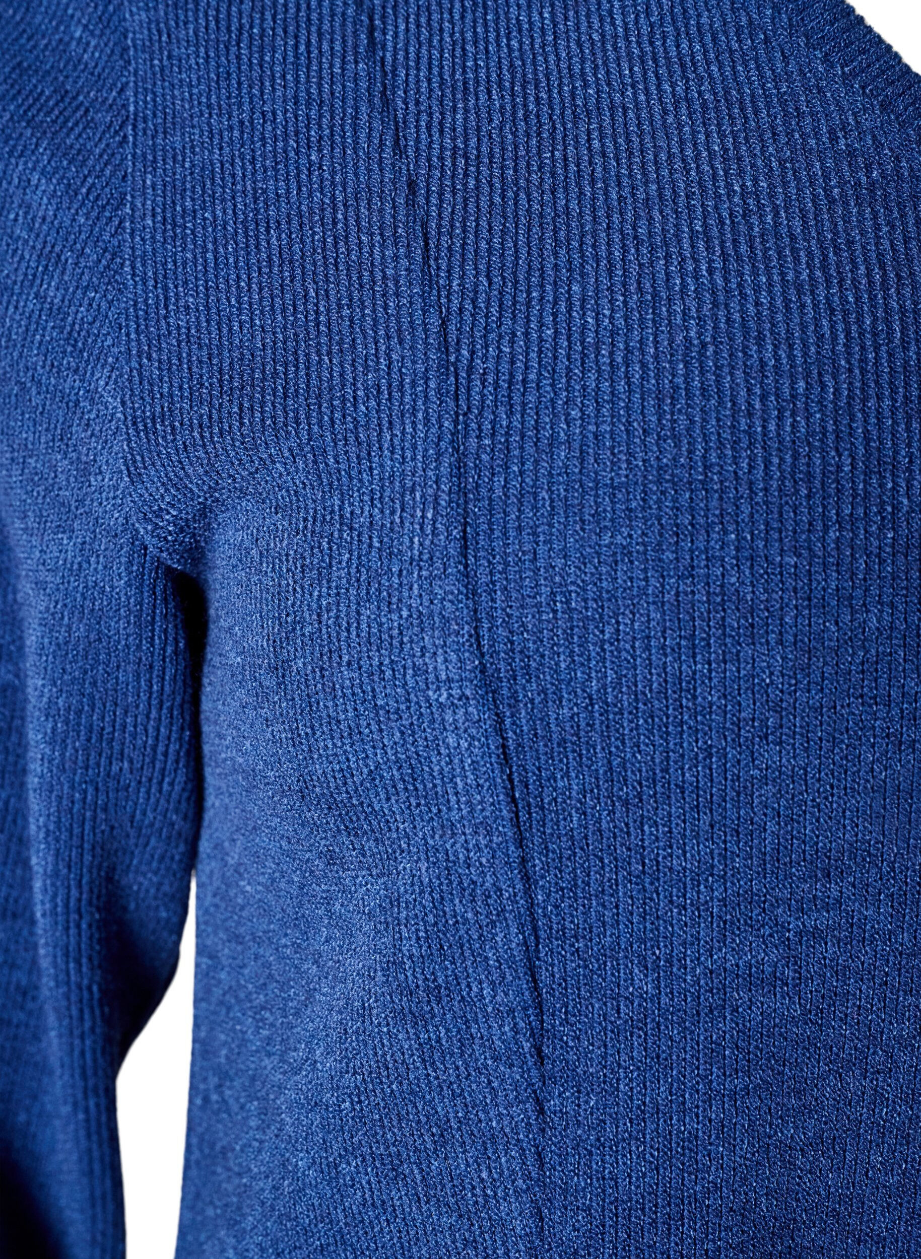 ZizziBluse aus Jersey mit gerippter Struktur und A-Linien-Passform, Blau, Packshot image number 3
