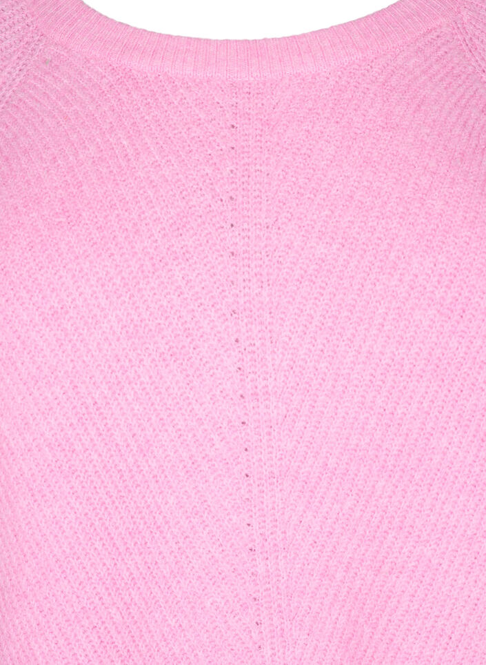 Strickbluse mit Rundhalsausschnitt, Begonia Pink Mel., Packshot image number 2