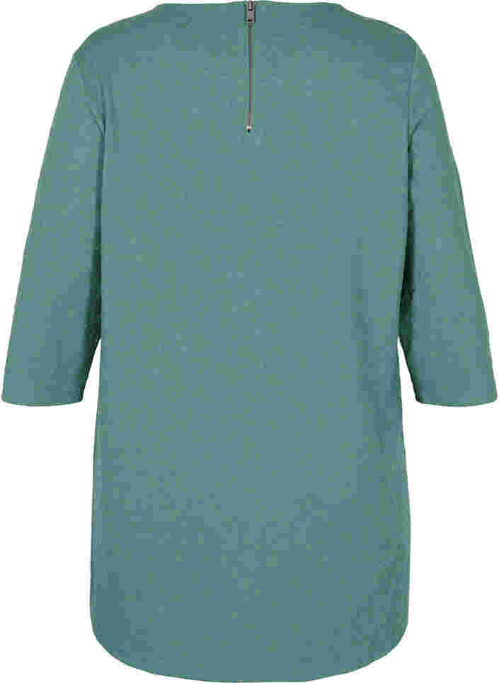 Bluse mit Rundhals und 3/4-Ärmeln, Sagebrush Green, Packshot image number 1