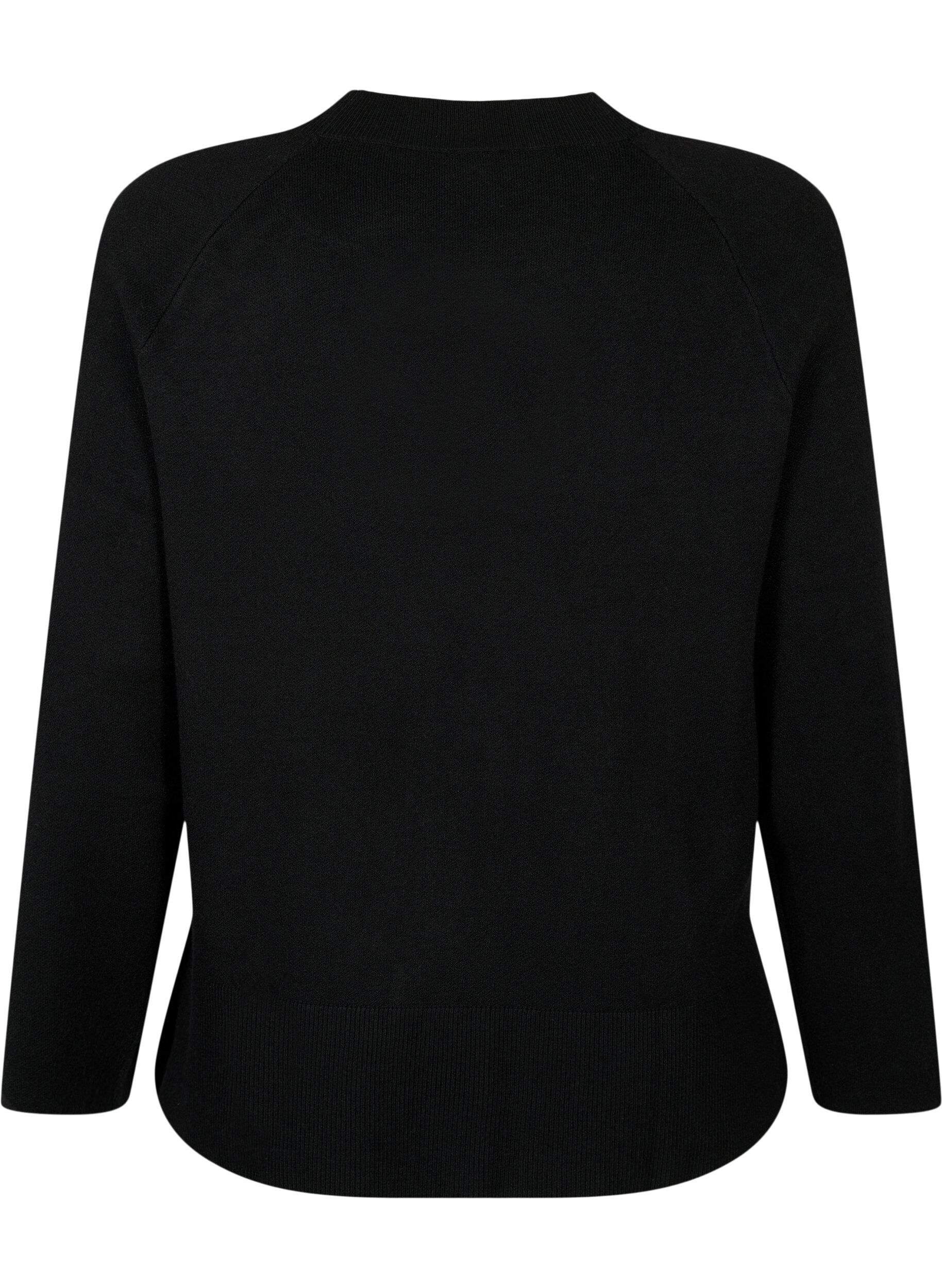 Zizzi Pullover aus Viskosemischung mit Seitenschlitz	, Black, Packshot image number 1