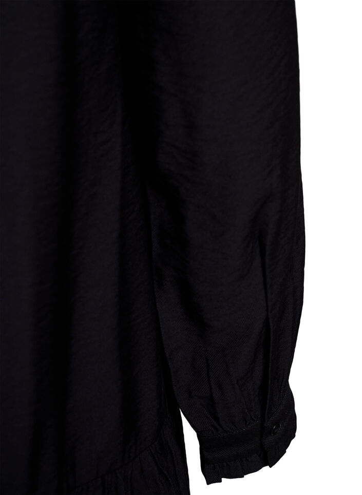 Kurzes A-Linien-Kleid mit Rüschen, Schwarz, Packshot image number 3
