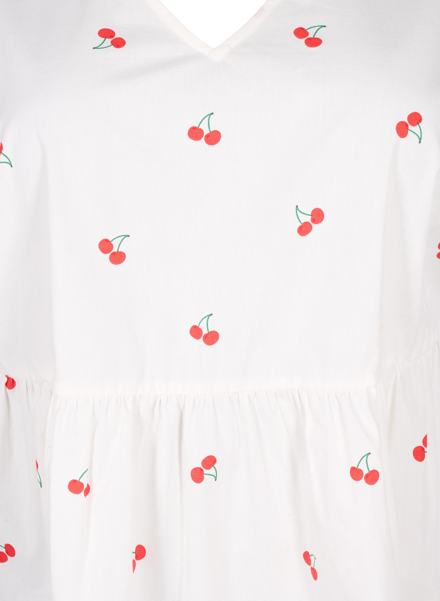 Zizzi Kleid mit Kirschdruck in A-Linien-Form, B. White/Cherry, Packshot image number 2