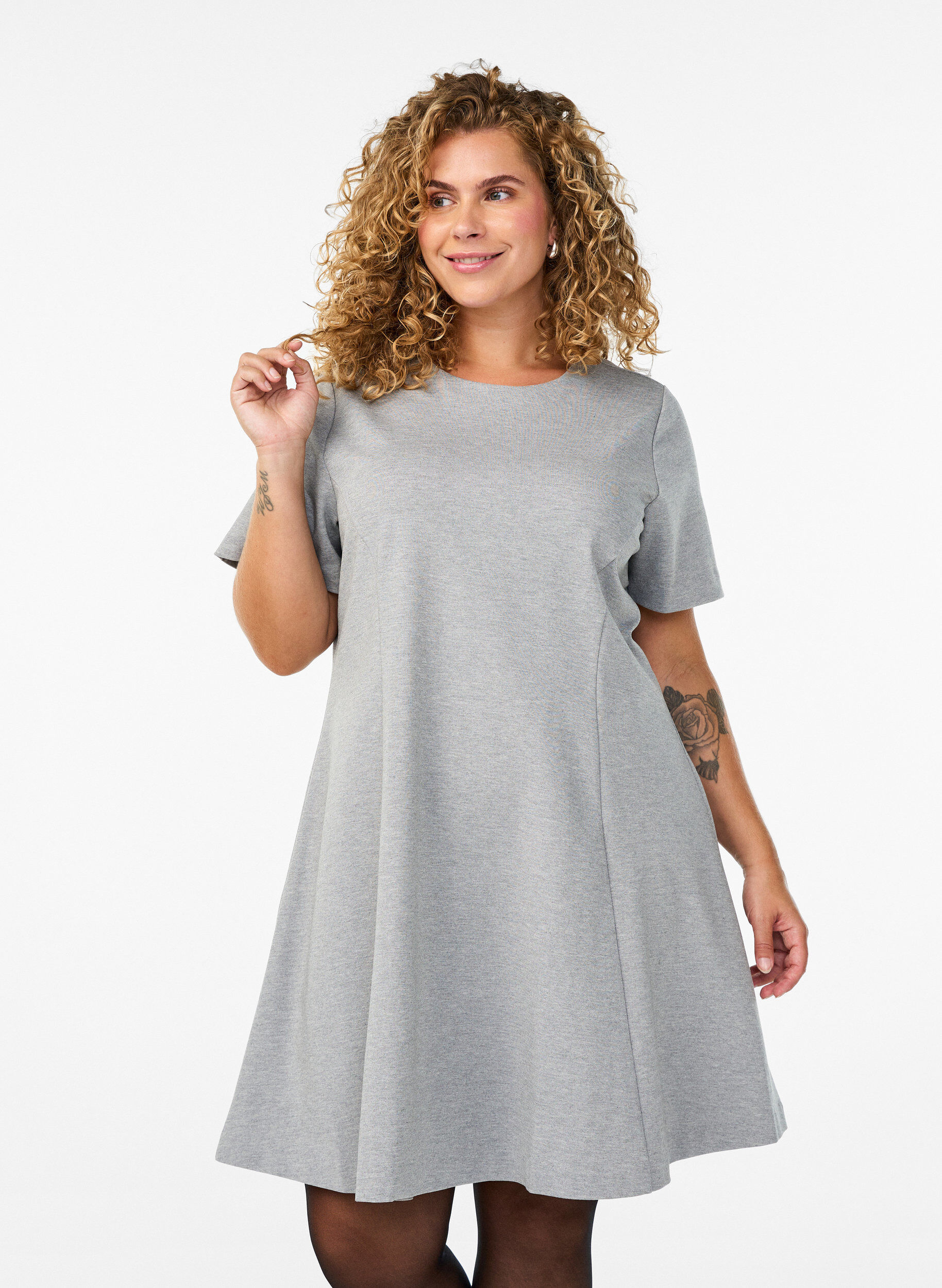 ZizziKurzes A-Linien Kleid aus Jersey, Grau, Model image number 0