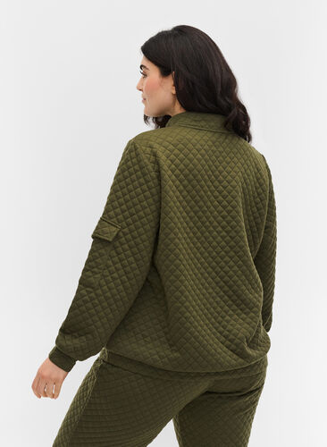 Stepp-Sweatshirt mit Reißverschluss, Ivy Green, Model image number 1