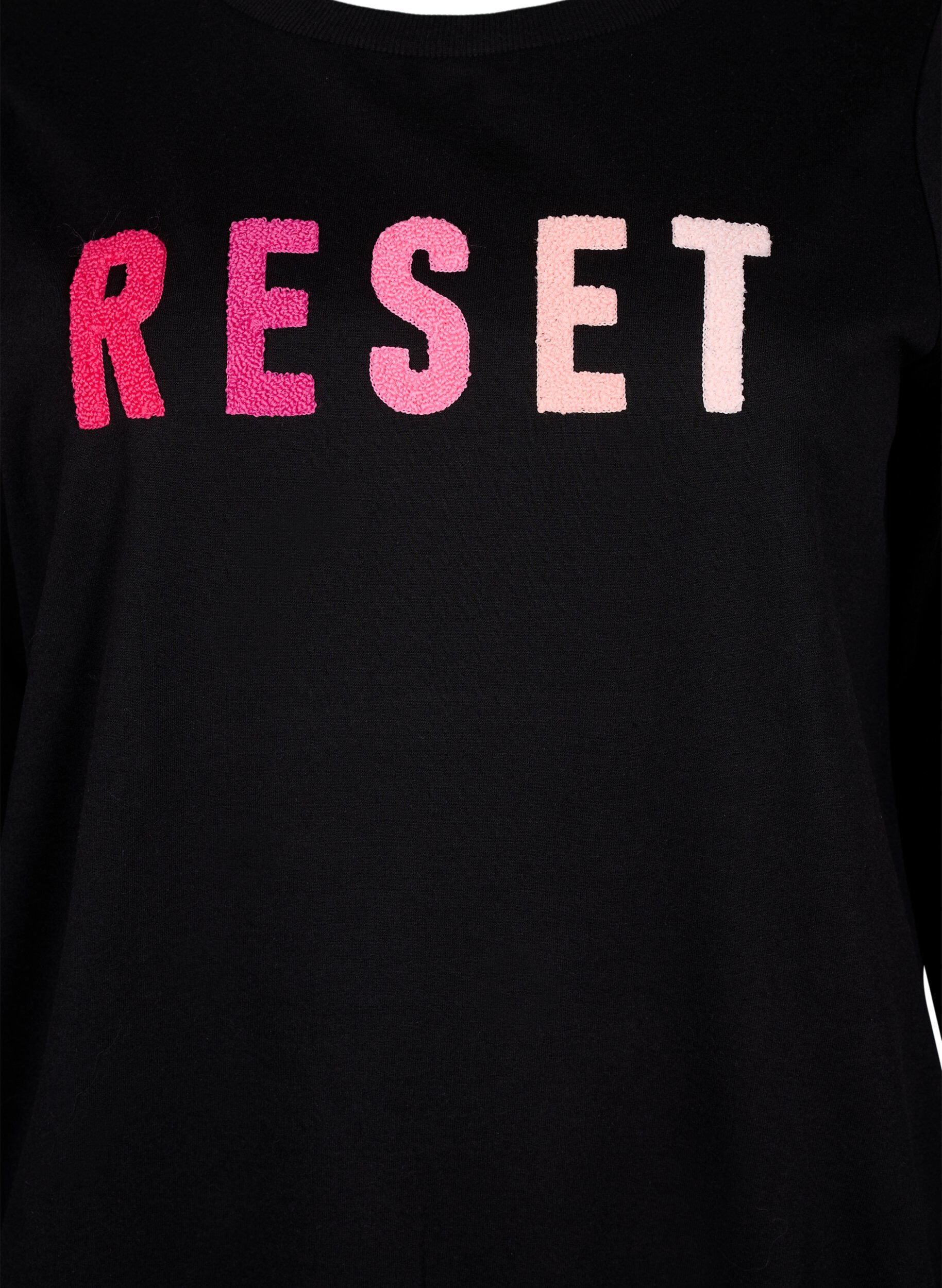 Zizzi Sweatshirt mit Text, Black W. Reset, Packshot image number 2