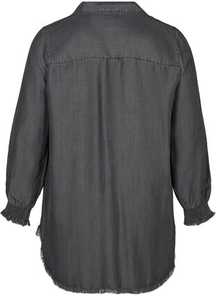 Langarm Bluse aus Lyocell, Grey Denim, Packshot image number 1