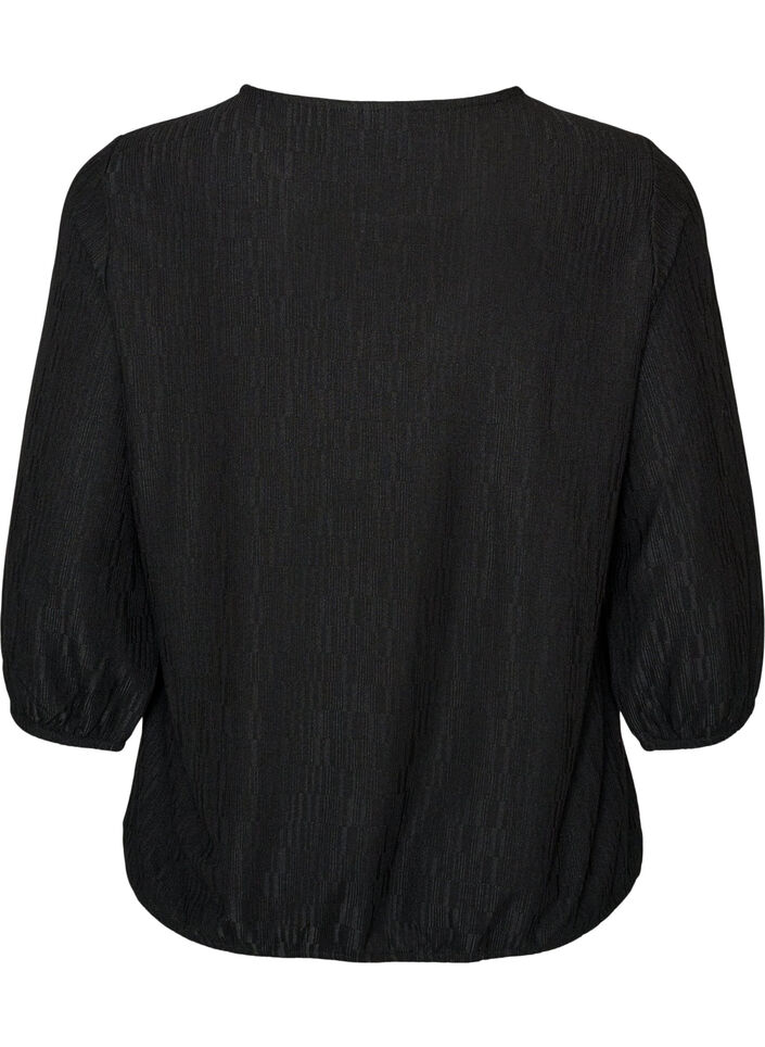 Bluse mit Struktur und 3/4-&Auml;rmeln, Schwarz, Packshot image number 1