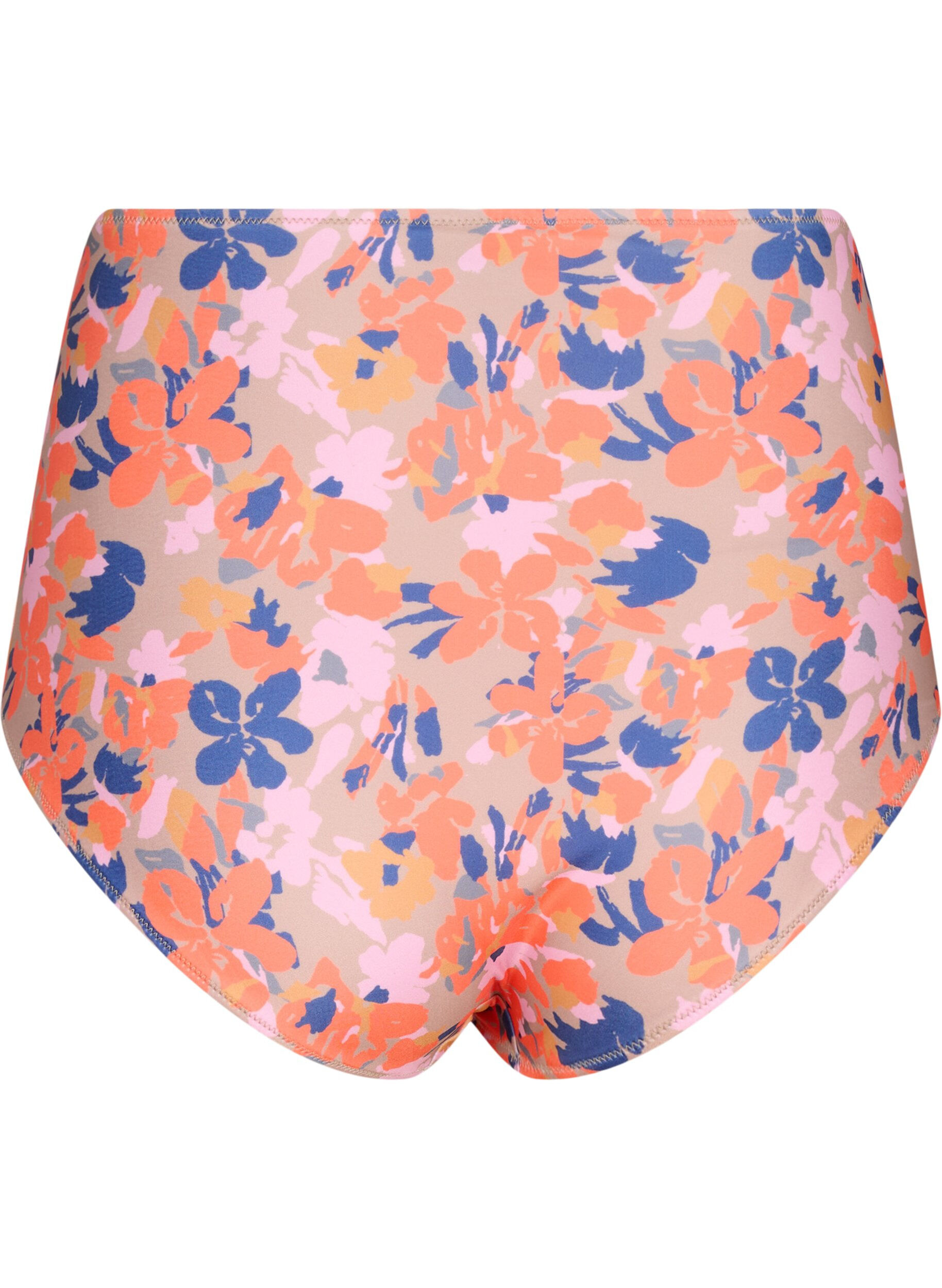 Zizzi Extra hoch taillierte Bikini-Hose mit Print, Gelb, Packshot image number 1