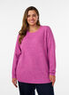 Melierte Strickbluse mit Rundhalsausschnitt, Lila, Model image number 0
