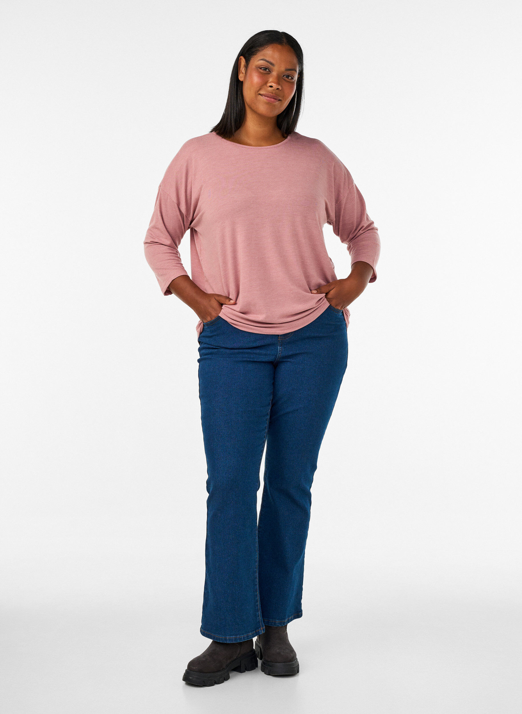 ZizziBluse aus Jersey mit 3/4-&Auml;rmeln, Rot, Model image number 1