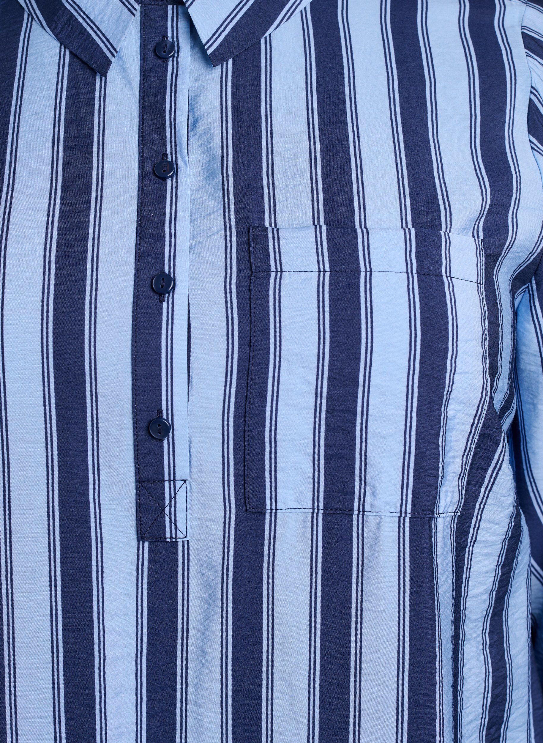 Zizzi Kleid mit Kragen und Brusttasche, Blau, Packshot image number 2