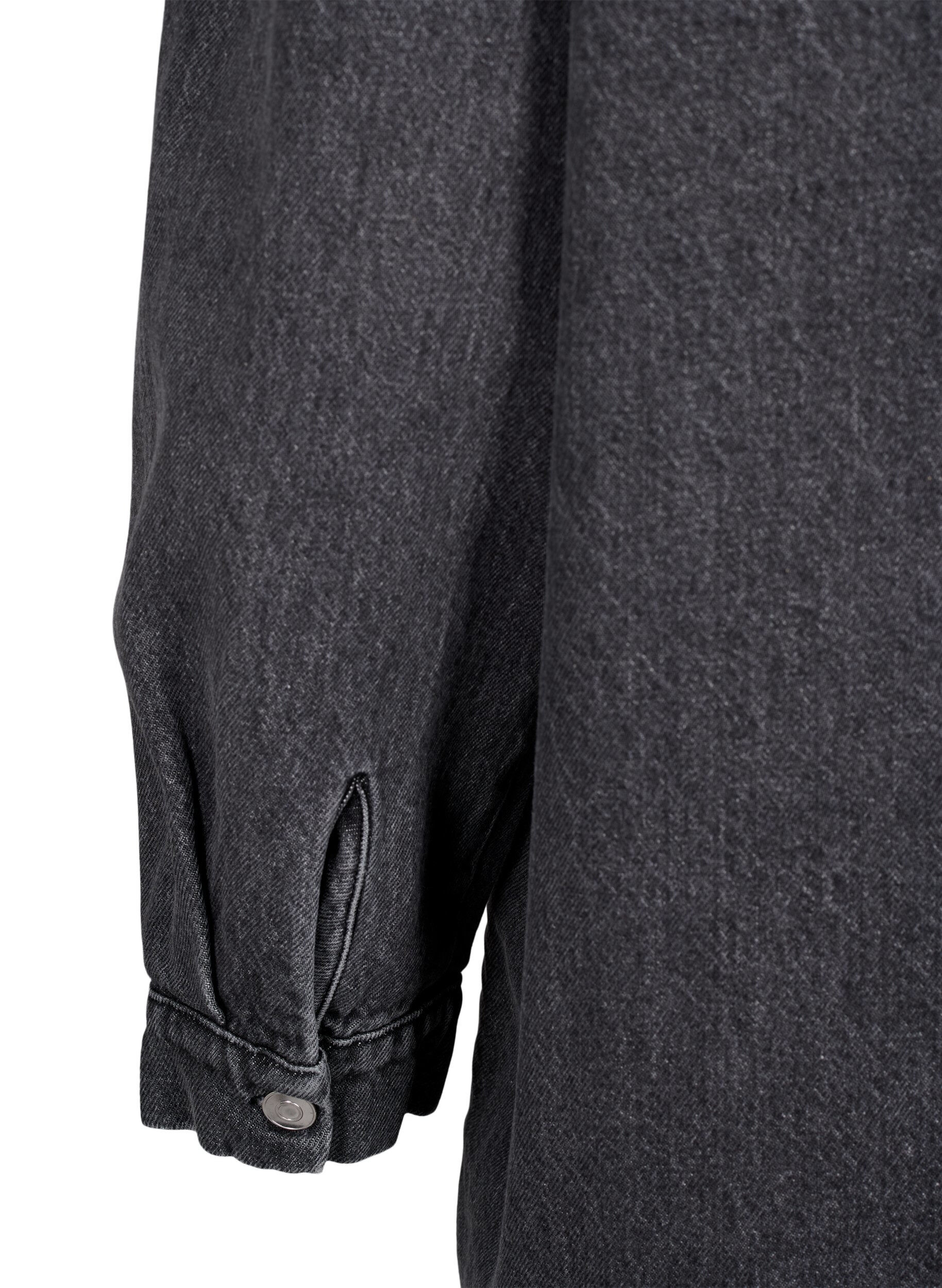 Zizzi Locker sitzende Jeansjacke mit Kn&ouml;pfen, Grey Denim, Packshot image number 4