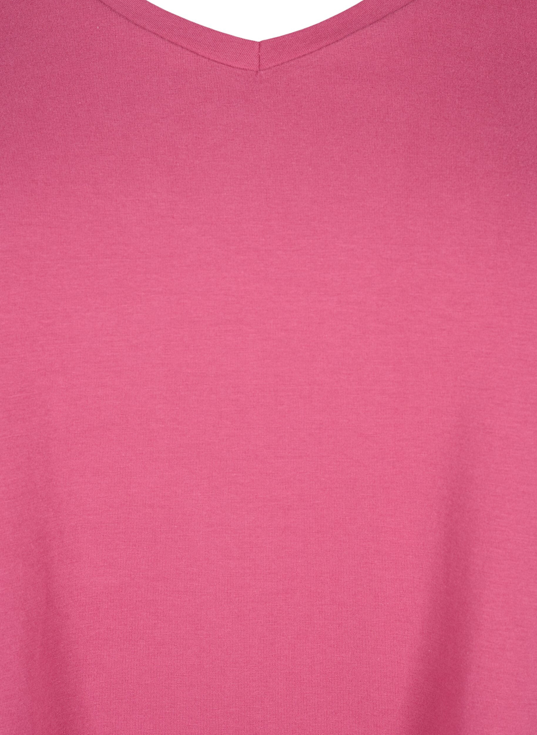 Zizzi Unifarbenes Basic-T-Shirt aus Baumwolle, Rot, Packshot image number 2
