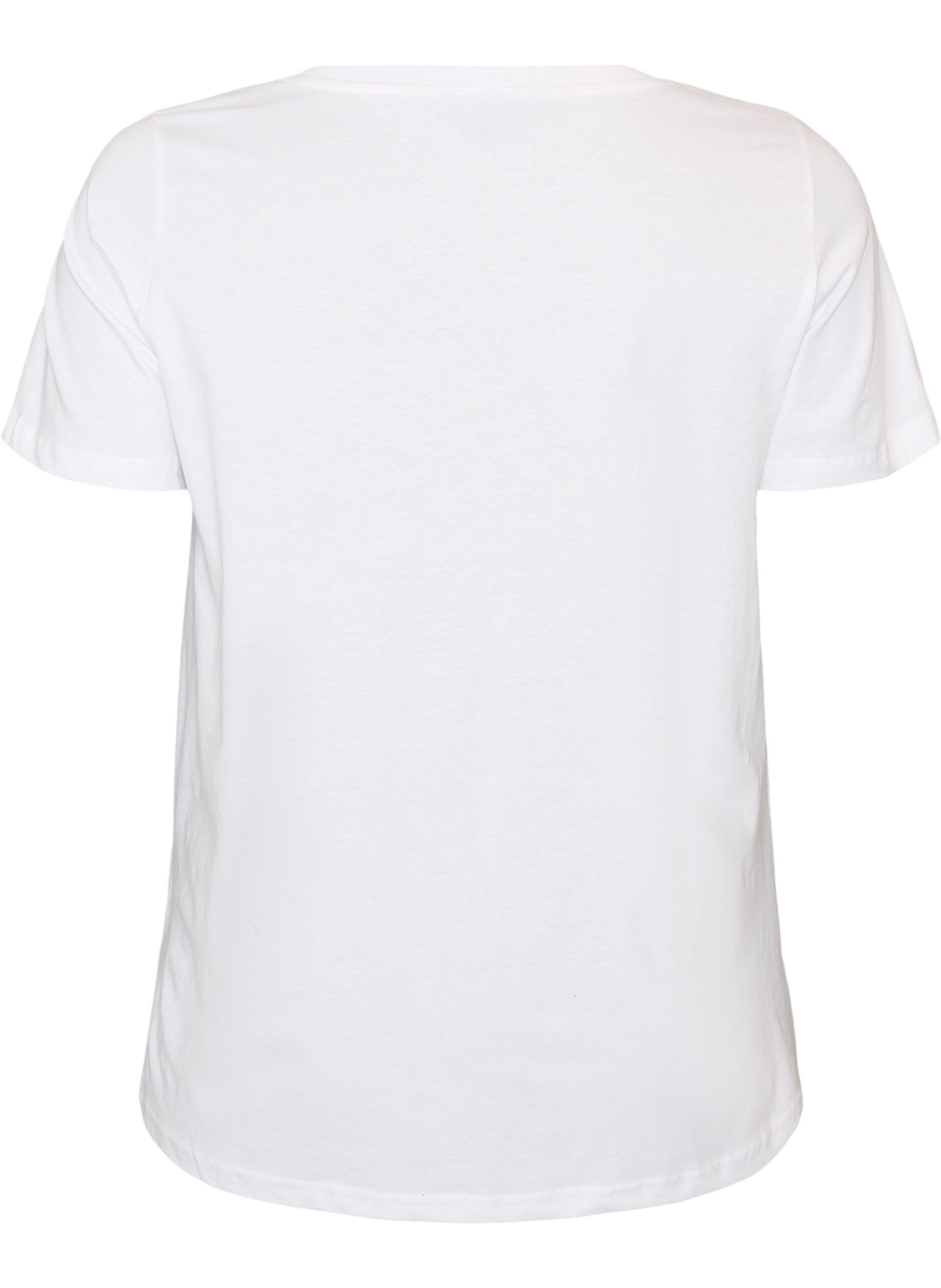 ZizziT-Shirt aus Baumwolle mit Frontprint und V-Ausschnitt, Wei&szlig;, Packshot image number 1