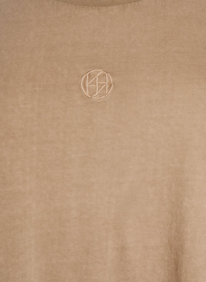 T-Shirt aus Bio-Baumwolle mit Washed-Look, Beige, Packshot image number 2