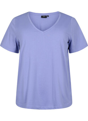 Kurzärmeliges T-Shirt mit V-Ausschnitt, Lavender Viloet, Packshot image number 0