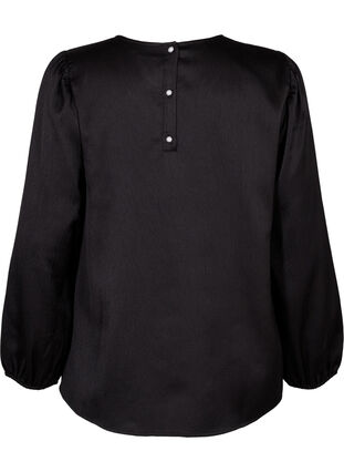 Langärmelige Bluse mit Rundhalsausschnitt, Black, Packshot image number 1
