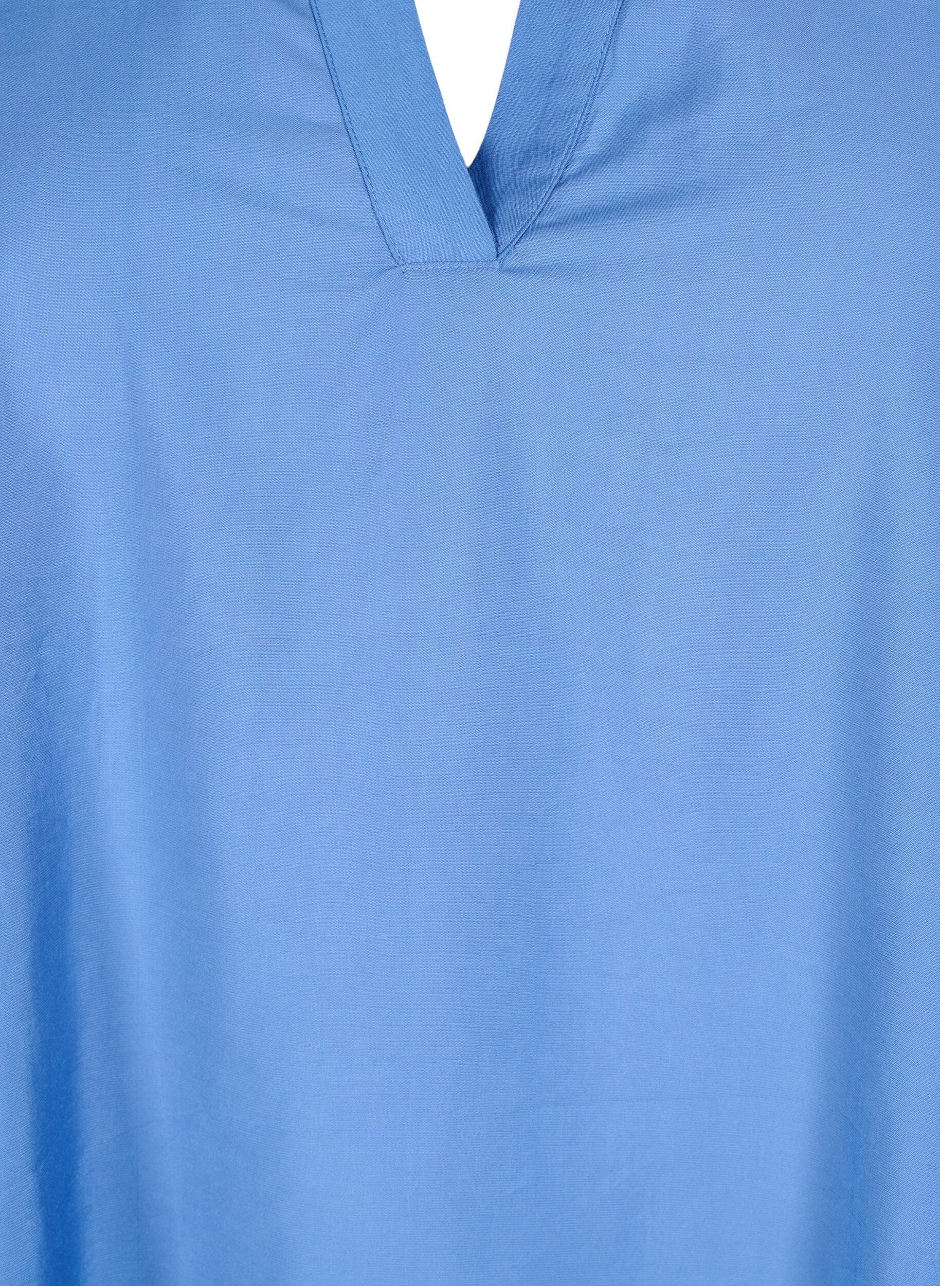 Zizzi Viskose-Tunika mit V-Ausschnitt und Kragen, Riverside, Packshot image number 2