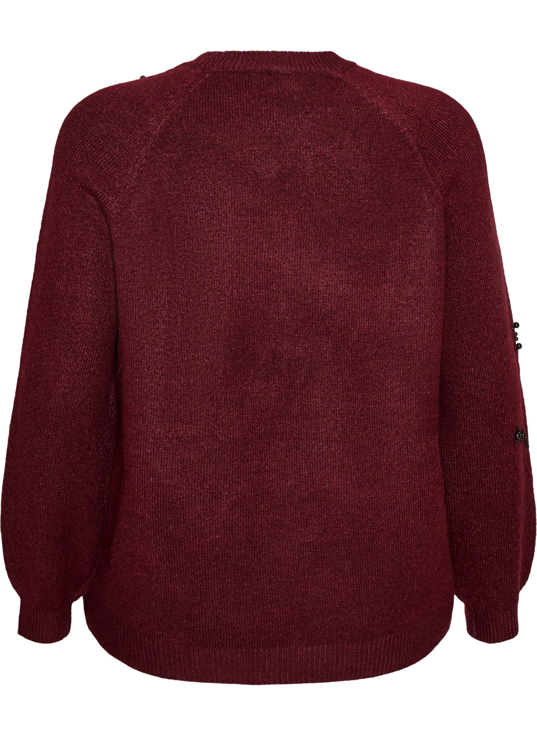 ZizziPullover mit Perlenstickerei, Rot, Packshot image number 1