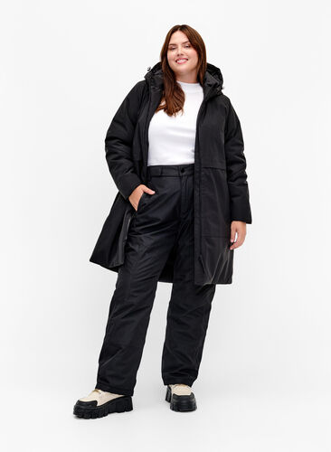 Winterjacke mit verstellbarer Taille, Black, Model image number 3