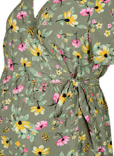 Schwangerschaftskleid aus Viskose mit Wickeleffekt, Green Flower Print, Packshot image number 2