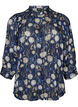 Gemusterte Bluse mit Stehkragen und 3/4-&Auml;rmeln, Blau, Packshot image number 0