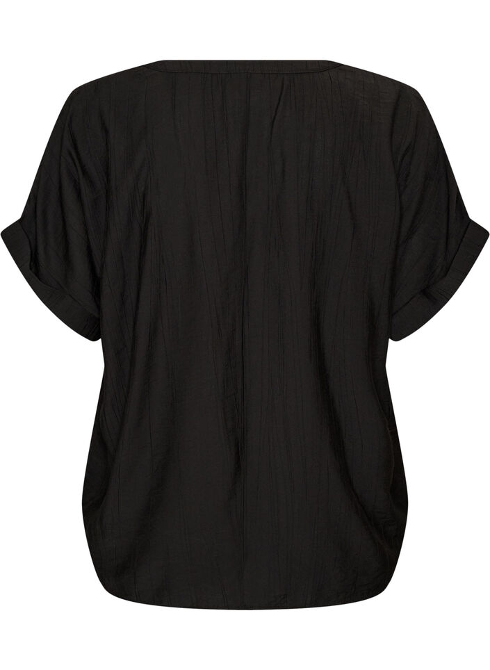 Bluse aus Viskose mit Kn&ouml;pfen und Struktur, Schwarz, Packshot image number 1