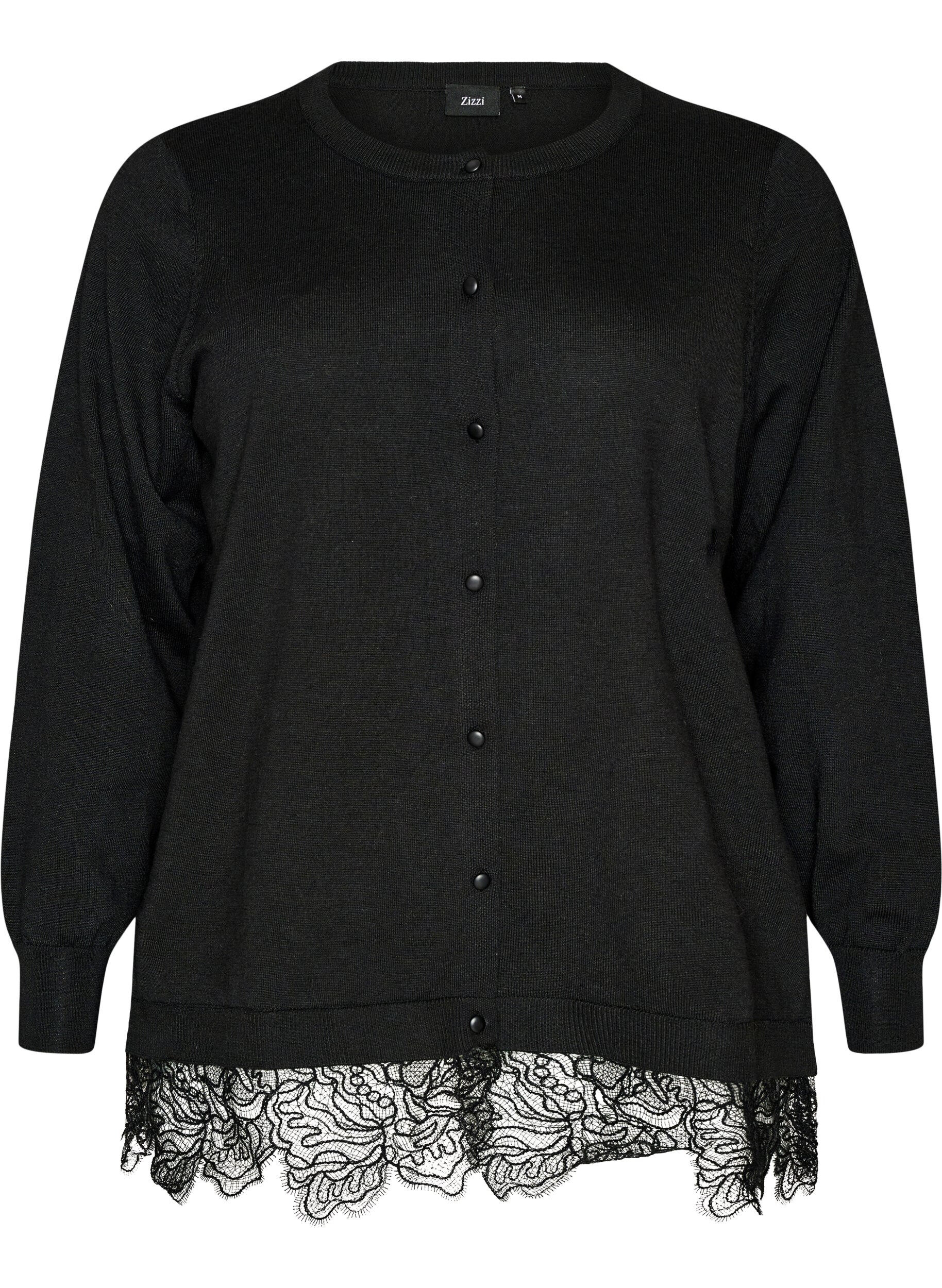 Cardigan mit breitem Spitzensaum