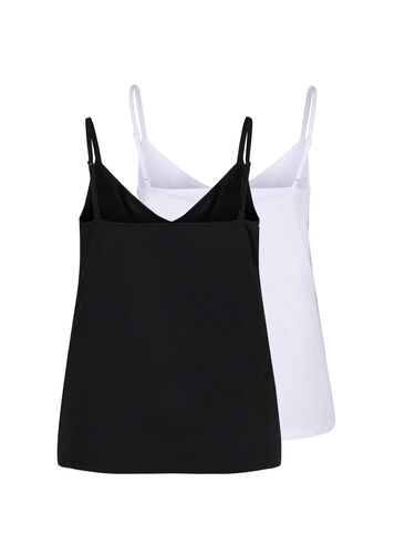 2er-Pack Basic-Top aus Baumwolle, Black/Bright White, Packshot image number 1