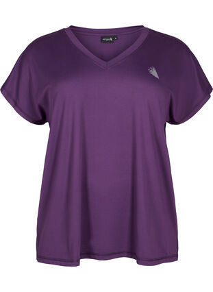 Lockeres Trainings-T-Shirt mit V-Ausschnitt, Purple Pennant, Packshot image number 0