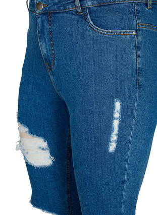 Eng anliegende Jeans mit Schlitzen, Blue denim, Packshot image number 2
