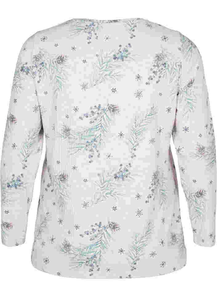 Langärmelige Bluse aus Rippstrick, Natural Mél AOP Gran, Packshot image number 1