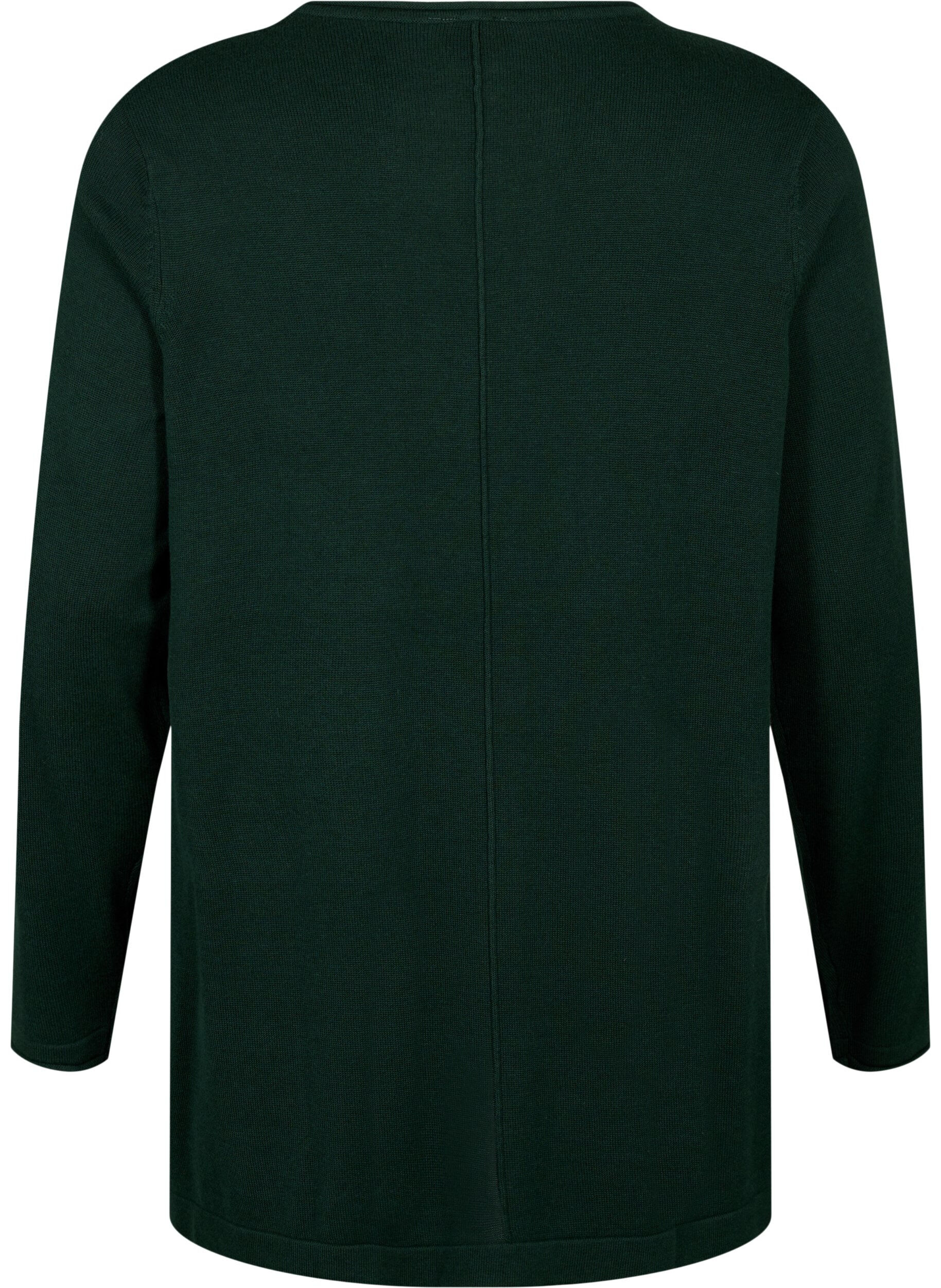 Zizzi Gestrickte Bluse aus Baumwoll-Viskose-Mischung, Gr&uuml;n, Packshot image number 1