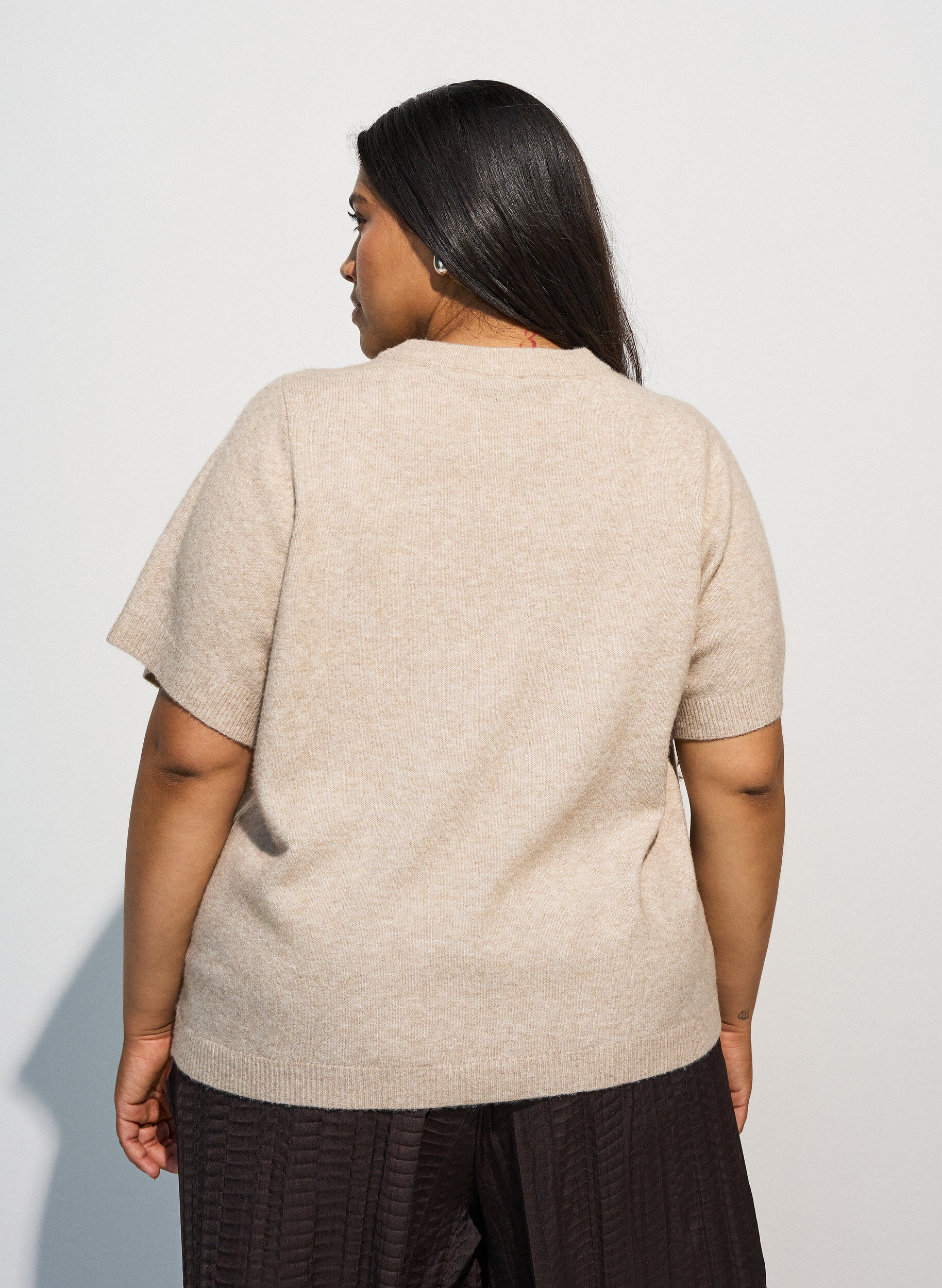ZizziStrickjacke mit kurzen &Auml;rmeln, Beige, Model image number 2
