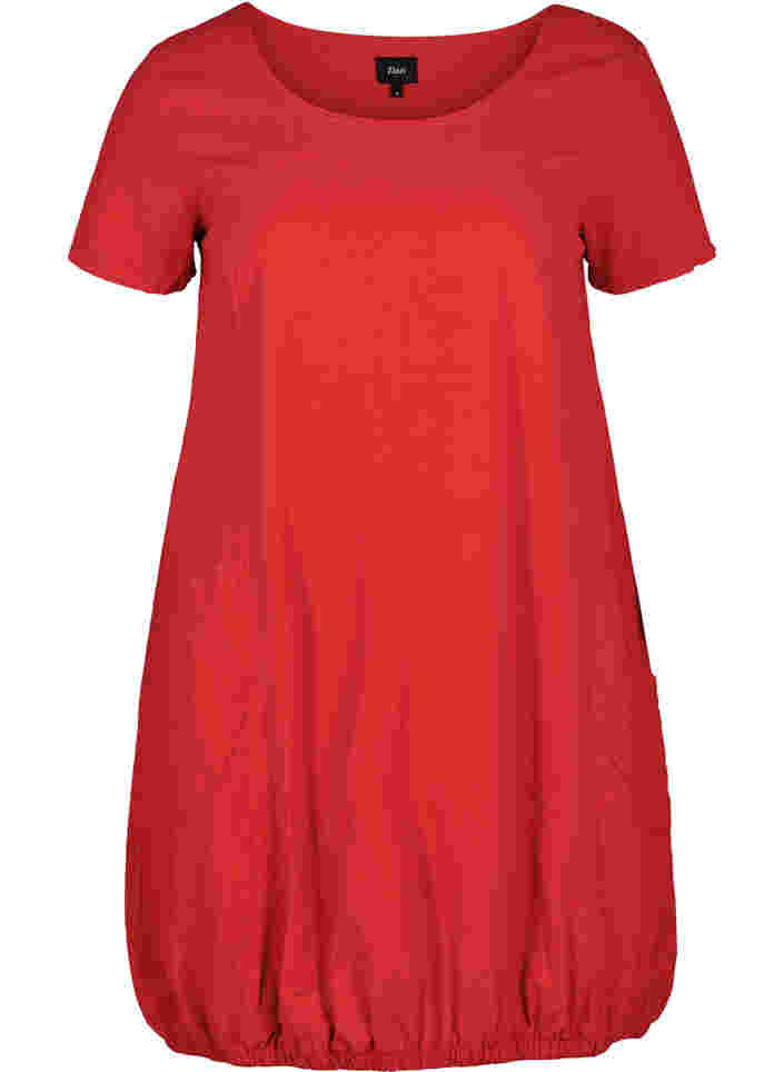 Kurzarm Kleid aus Baumwolle, Lipstick Red, Packshot image number 0