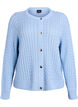 Zopfmuster-Strickjacke mit goldenen Kn&ouml;pfen, Blau, Packshot image number 0
