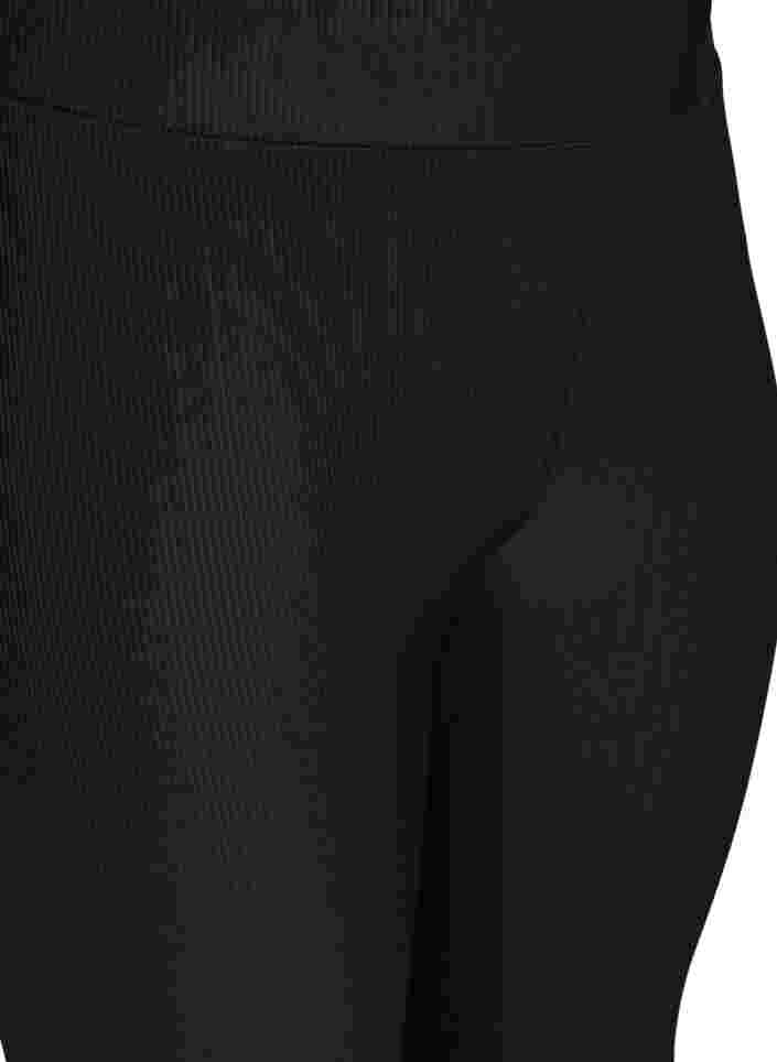 Gerippte Fitness-Leggings in 7/8-Länge, Black, Packshot image number 2