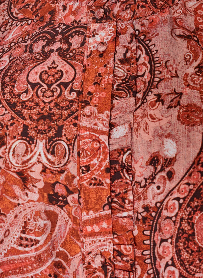 Bluse aus Viskose mit Paisley-Print und R&uuml;schen, Orange, Packshot image number 2