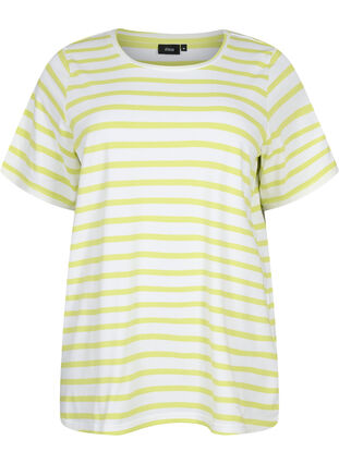 Gestreiftes T-Shirt aus biologischer Baumwolle, Wild Lime Stripes, Packshot image number 0